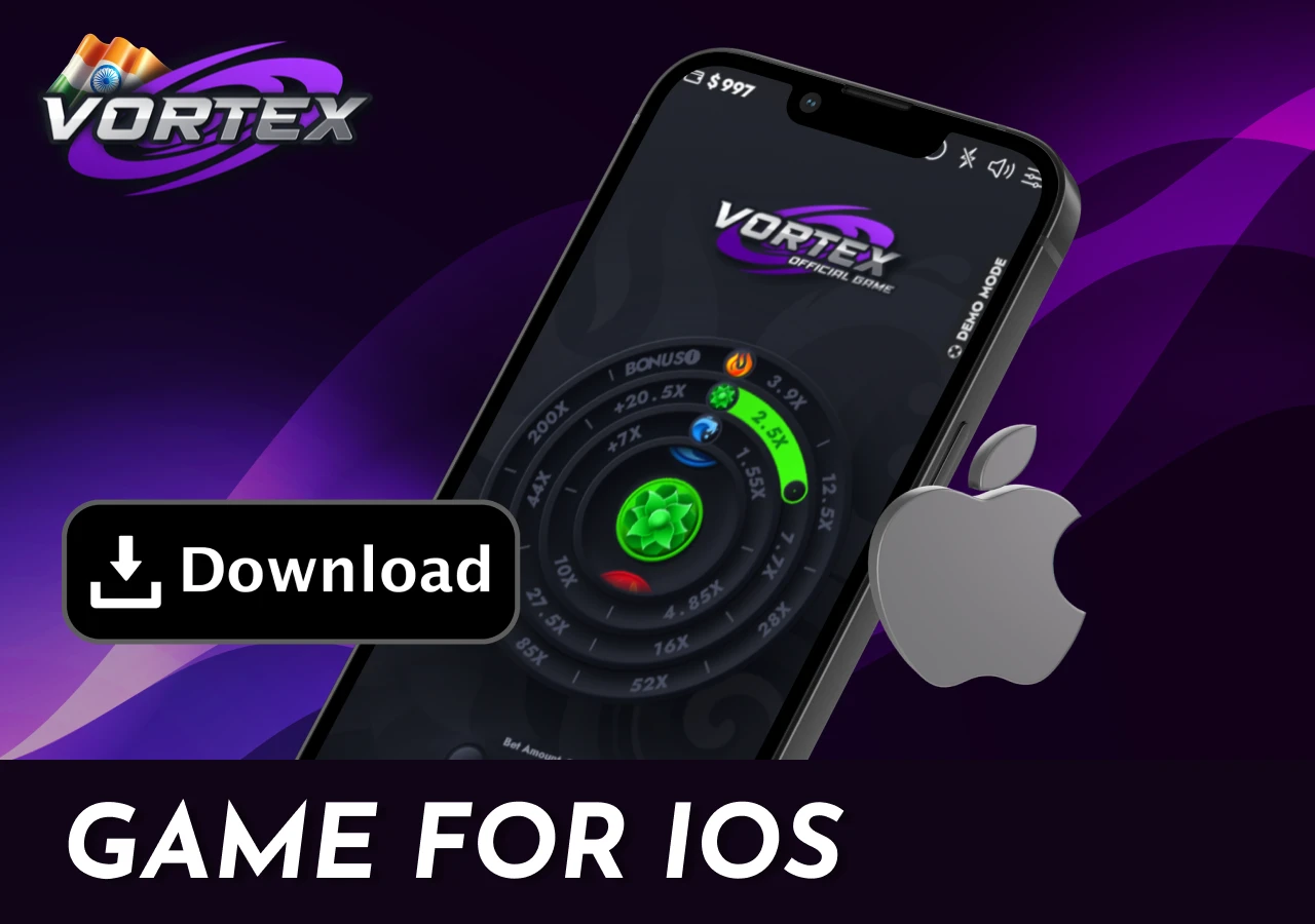 Instructions for downloading the Vortex app on iPhone or iPad for players.